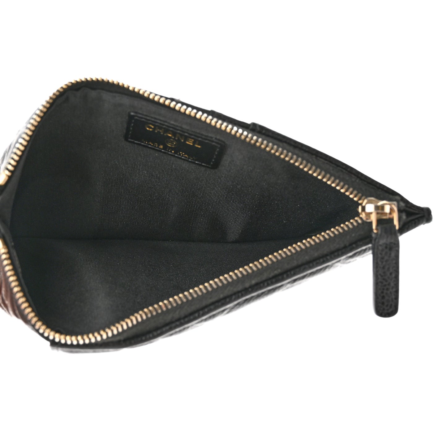 Caviar Camellia Embossed Classic Flat Wallet Pouch Black