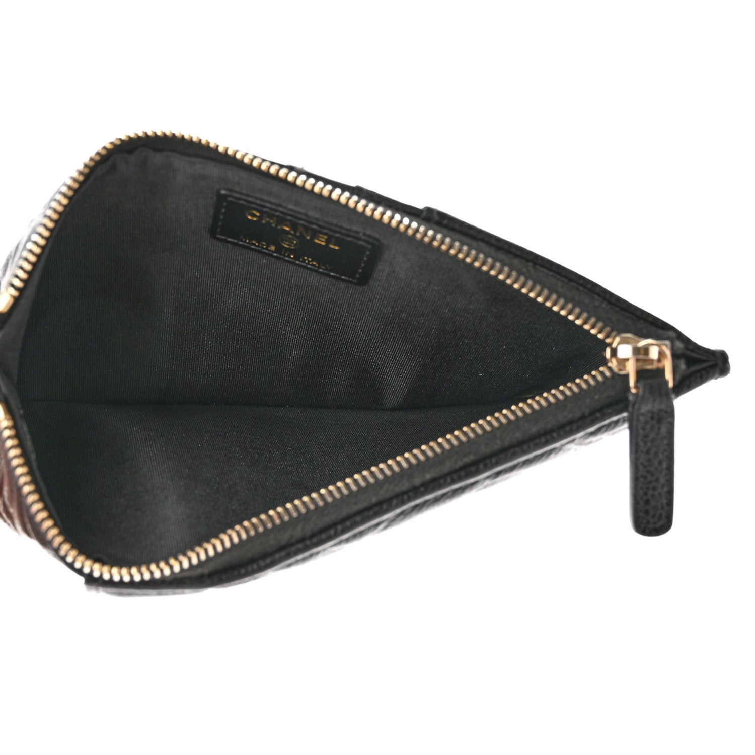 Chanel Caviar Camellia Embossed Classic Flat Wallet Pouch Black 5 of 12
