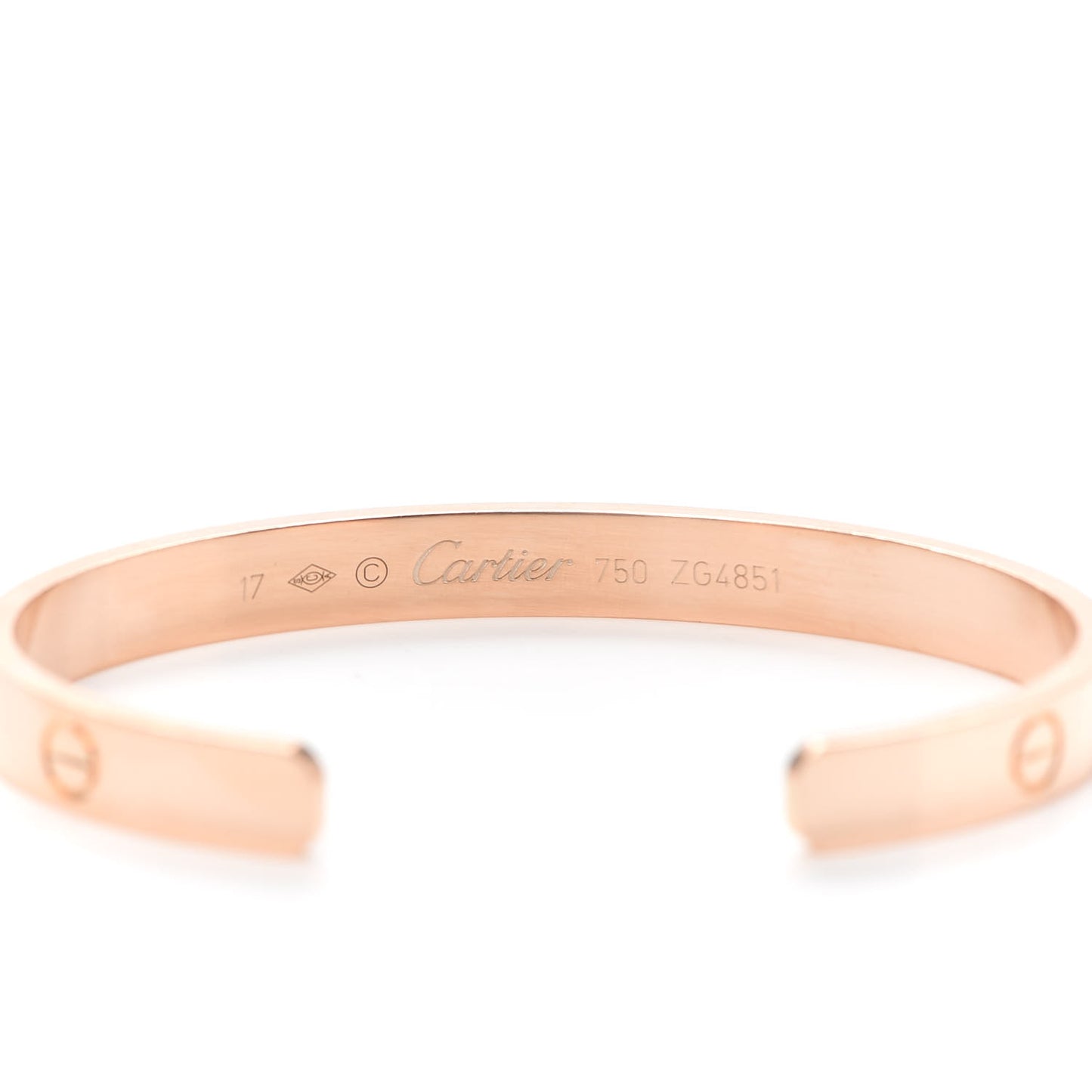 18K Pink Gold LOVE Cuff Bracelet 17