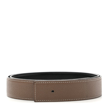 Hermes Box Togo 32mm Belt Strap 95 Black Etoupe 1 of 11