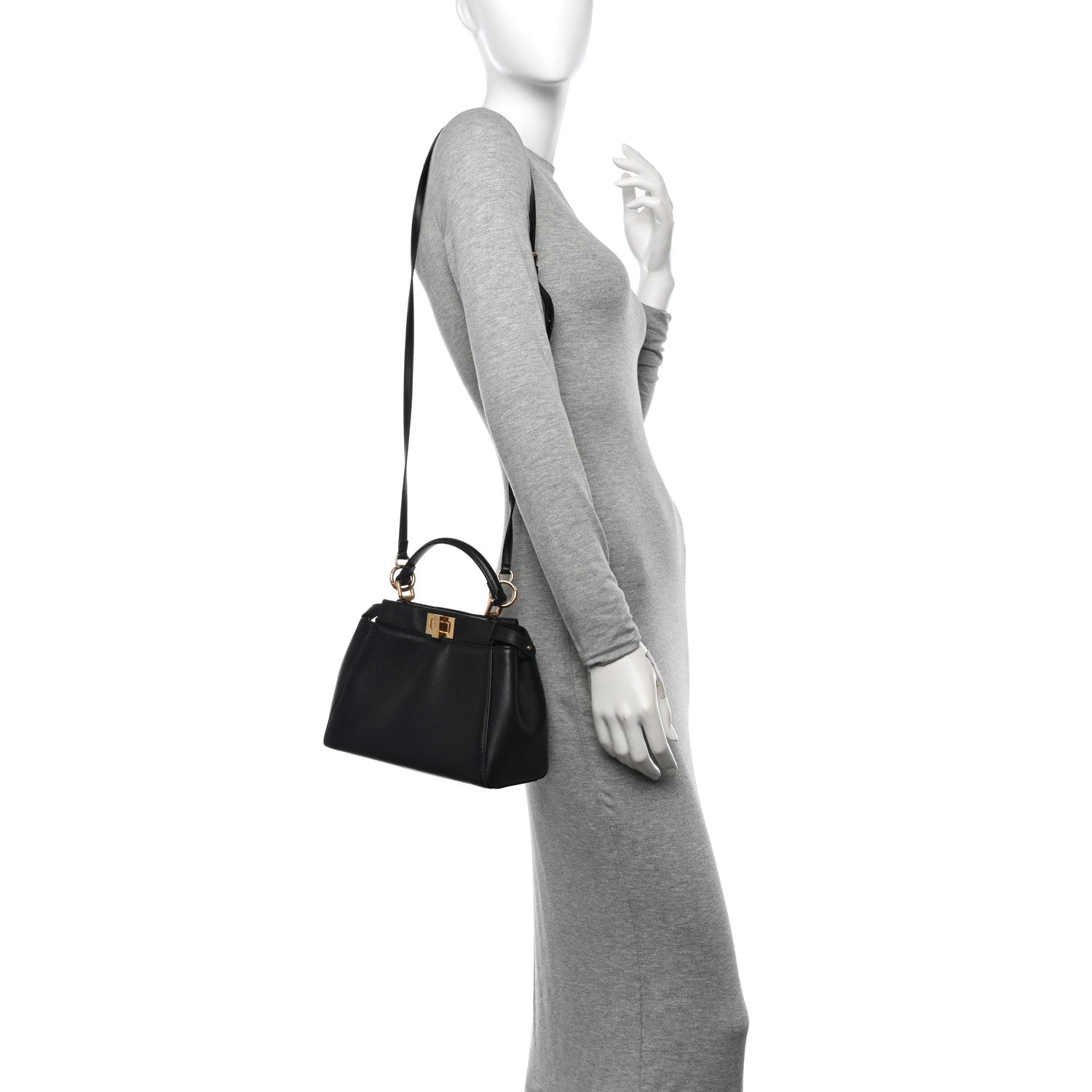 Fendi Nappa Mini Peekaboo Iconic Satchel Black 2 of 11