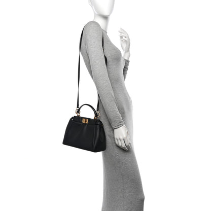 Fendi Nappa Mini Peekaboo Iconic Satchel Black 2 of 11