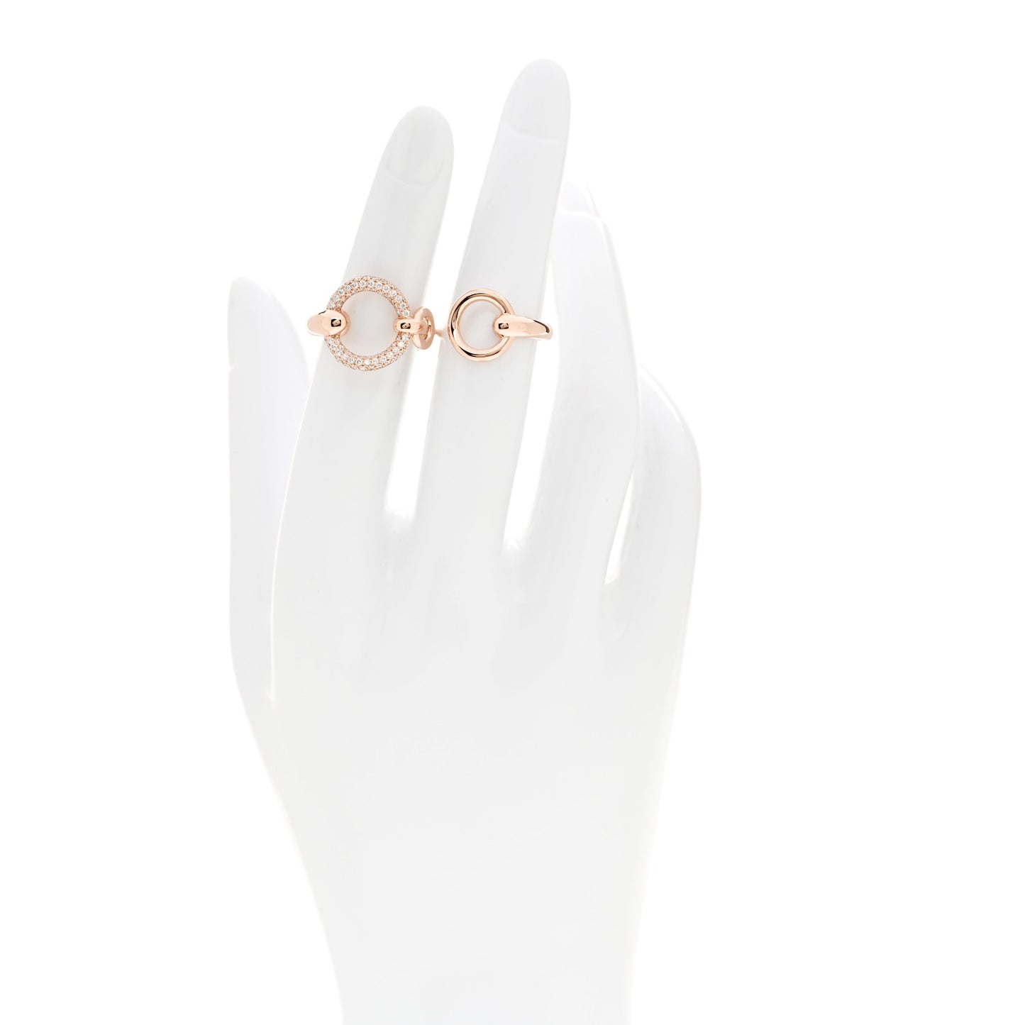 18K Rose Gold Diamond Filet d'Or Double Ring 52 6