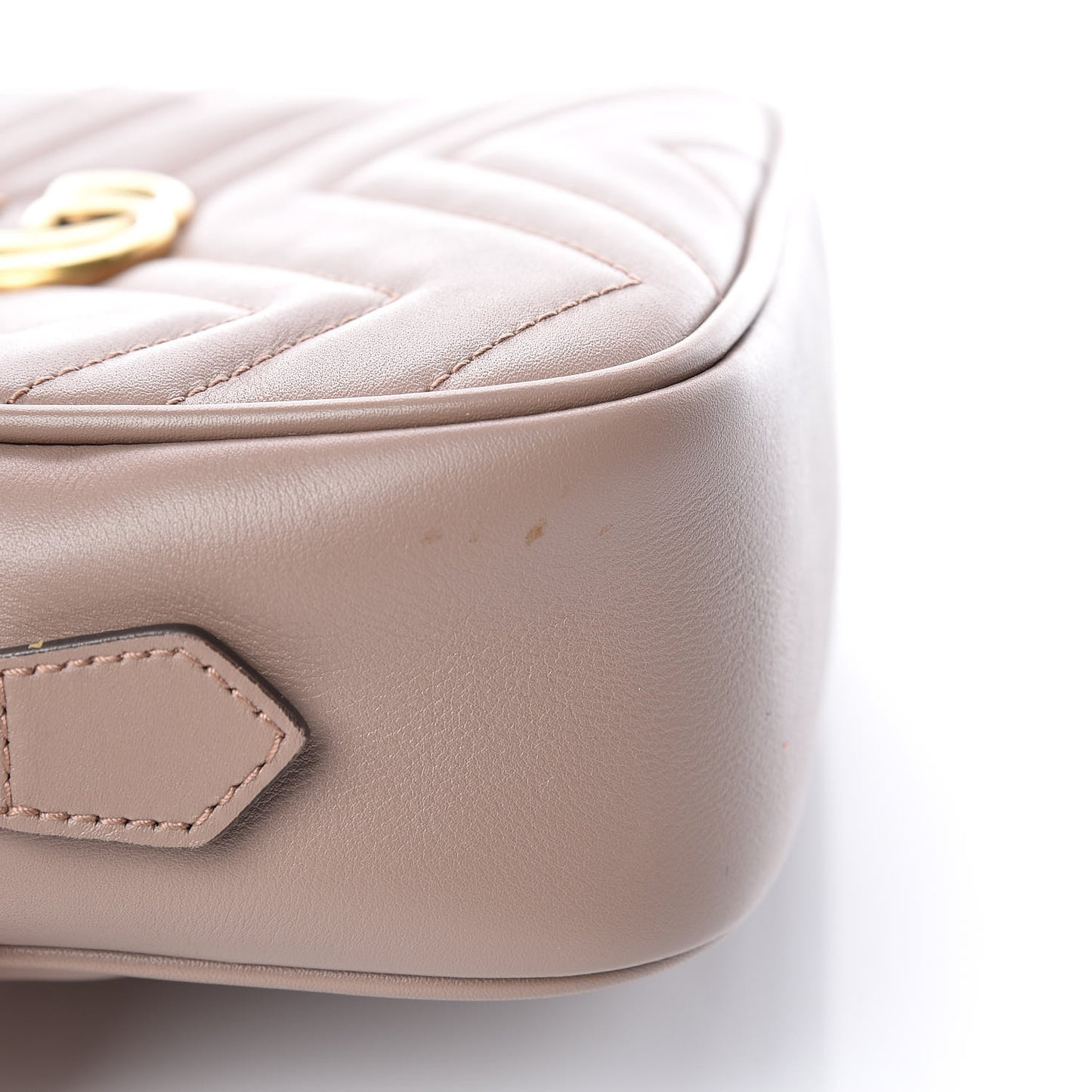 Calfskin Matelasse Mini GG Marmont Chain Shoulder Bag Nude
