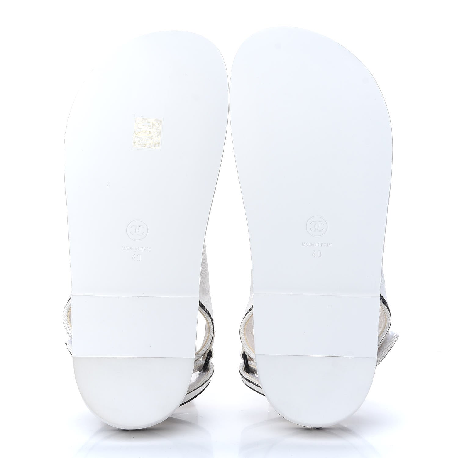 Chanel Printed Calfskin Velcro Dad Sandals 40 White Black 5 of 8