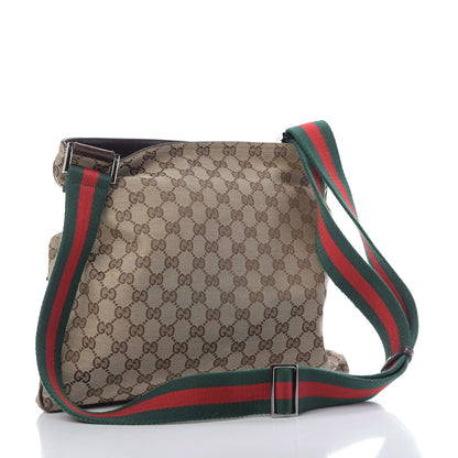 Gucci Monogram Web Medium Double Pocket Messenger Bag Dark Brown 3 of 9