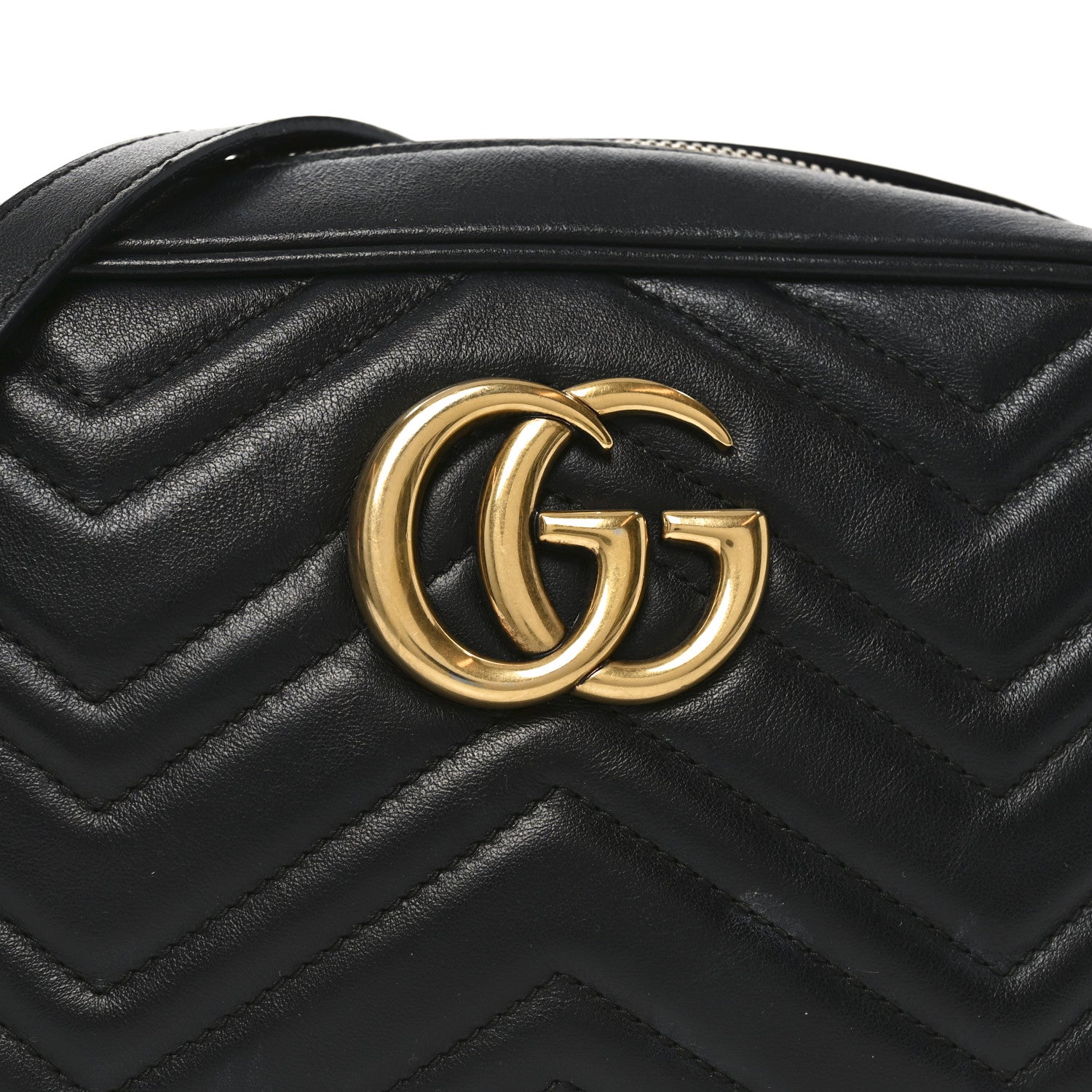 Gucci Calfskin Matelasse Small GG Marmont Chain Shoulder Bag Black 8 of 10