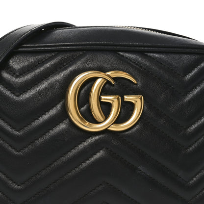 Gucci Calfskin Matelasse Small GG Marmont Chain Shoulder Bag Black 8 of 10