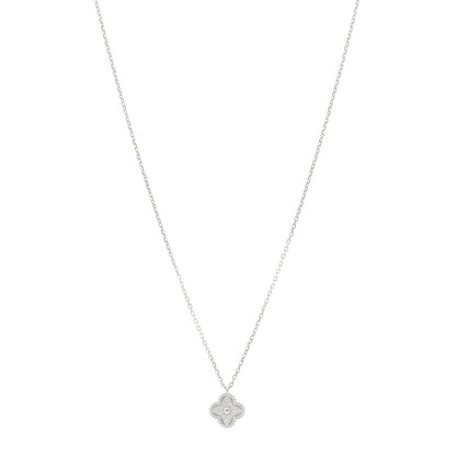 Van Cleef & Arpels 18K White Gold Diamond Sweet Alhambra Pendant Necklace 1 of 4