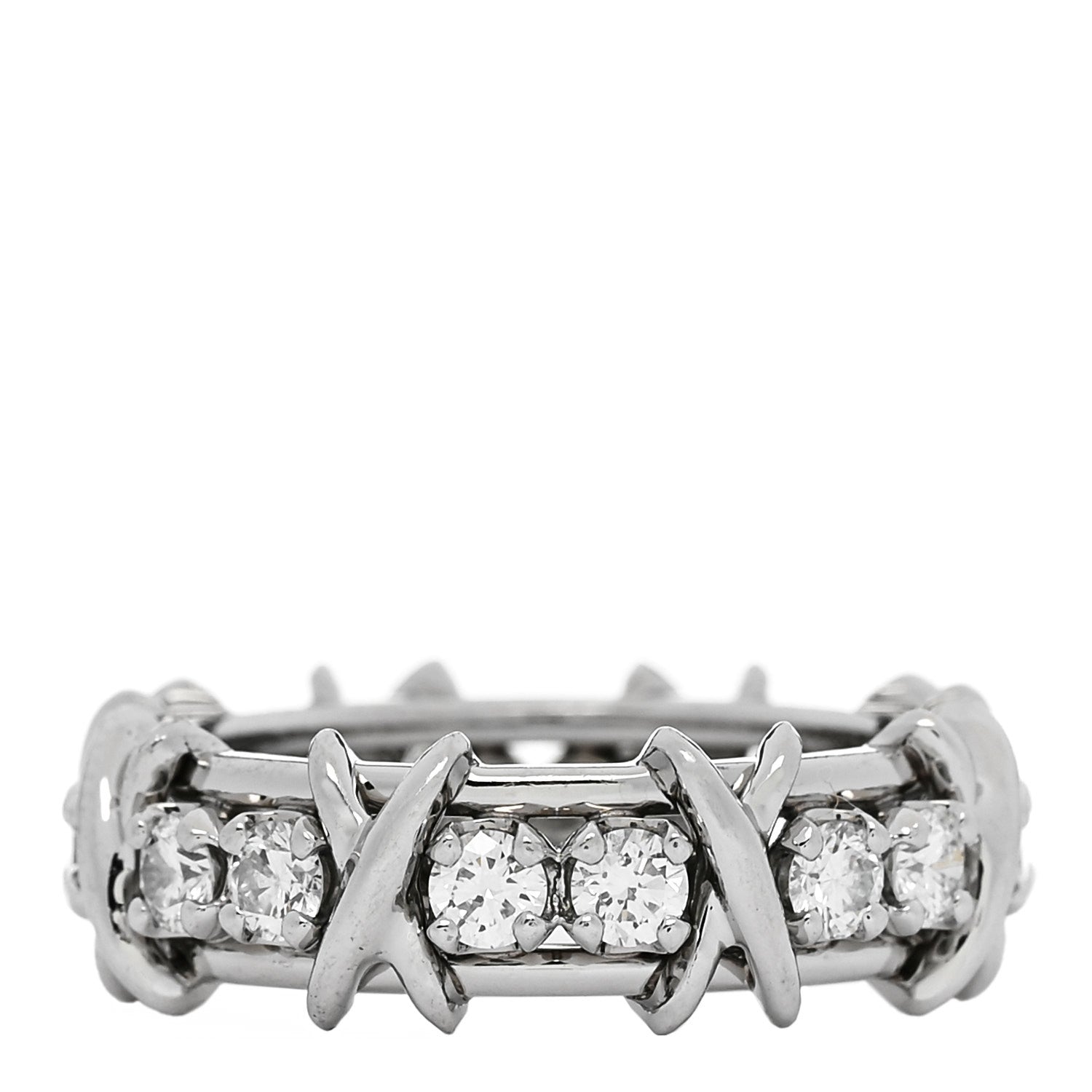 Tiffany Platinum Diamond Schlumberger Sixteen Stone Ring 53 6.5 3 of 5