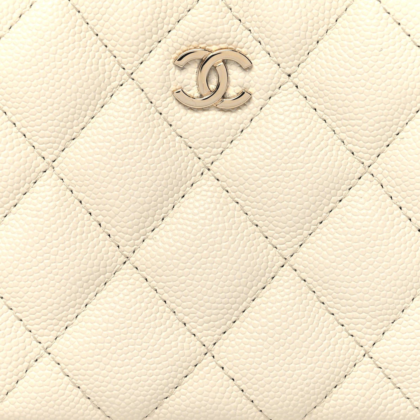 Caviar Quilted Small Curvy Pouch Cosmetic Case White