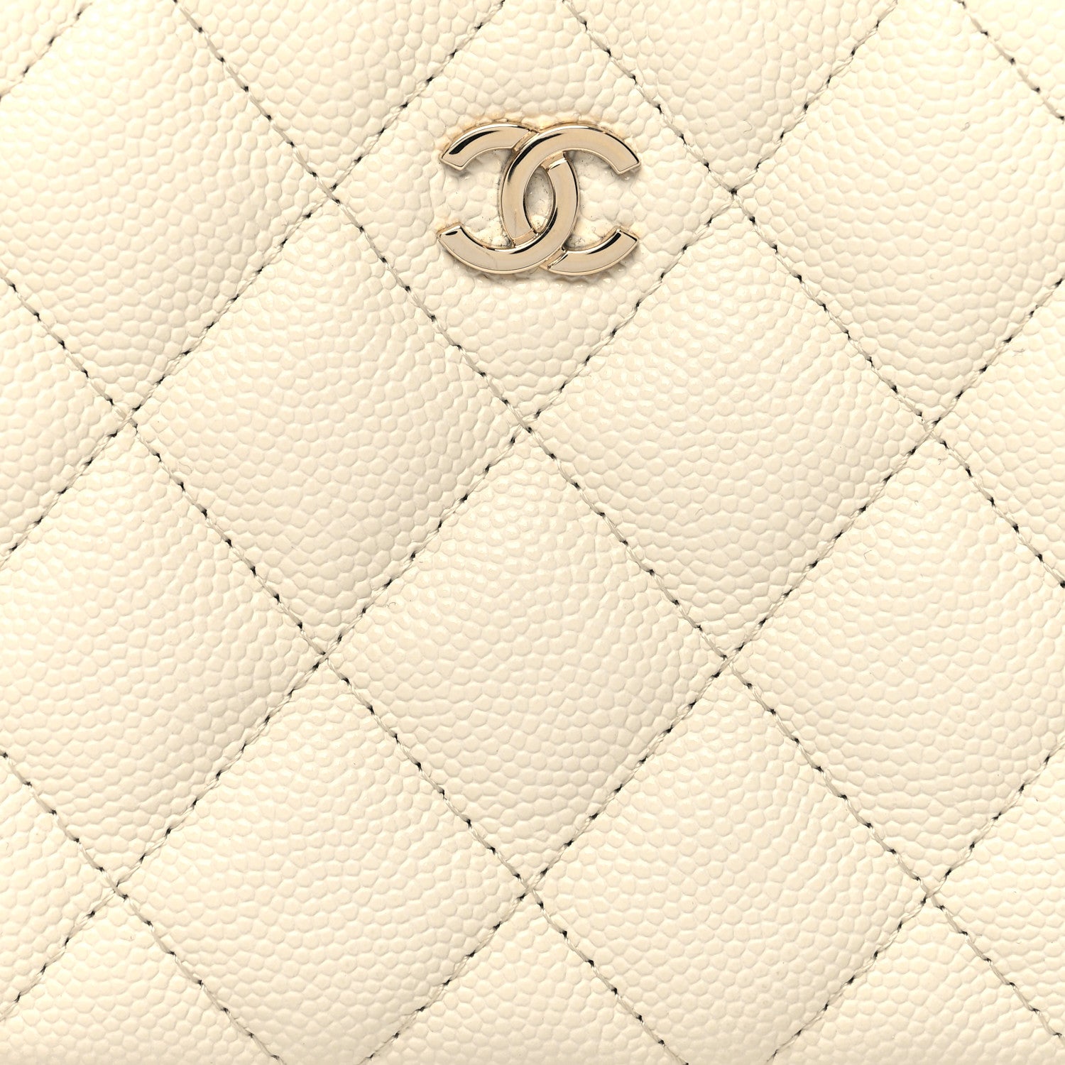 Chanel Caviar Quilted Small Curvy Pouch Cosmetic Case White 8 of 10