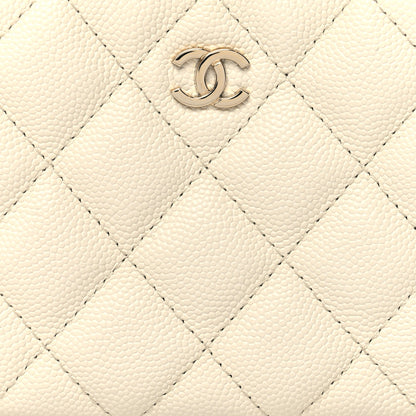 Chanel Caviar Quilted Small Curvy Pouch Cosmetic Case White 8 of 10