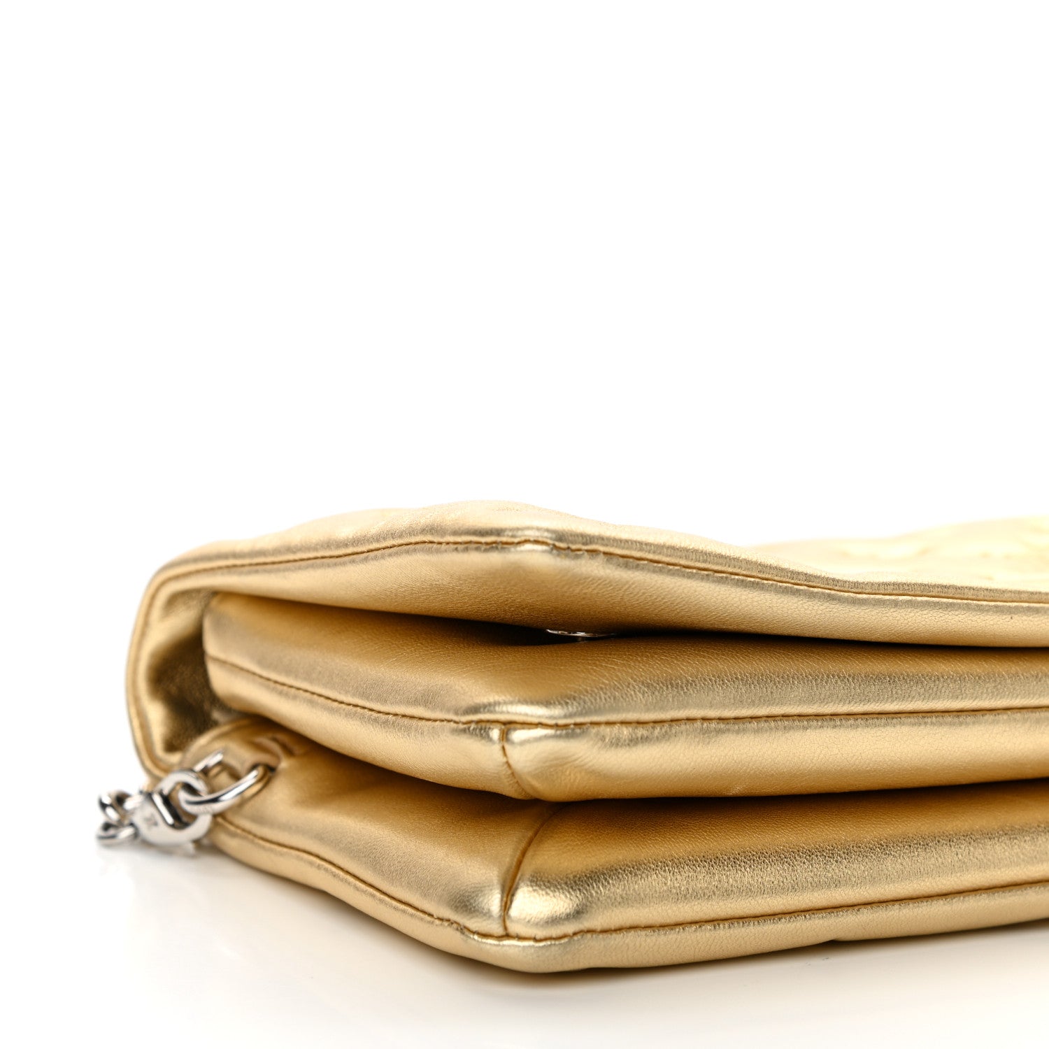 Louis Vuitton Metallic Lambskin Embossed Monogram Pochette Coussin Gold 8 of 9