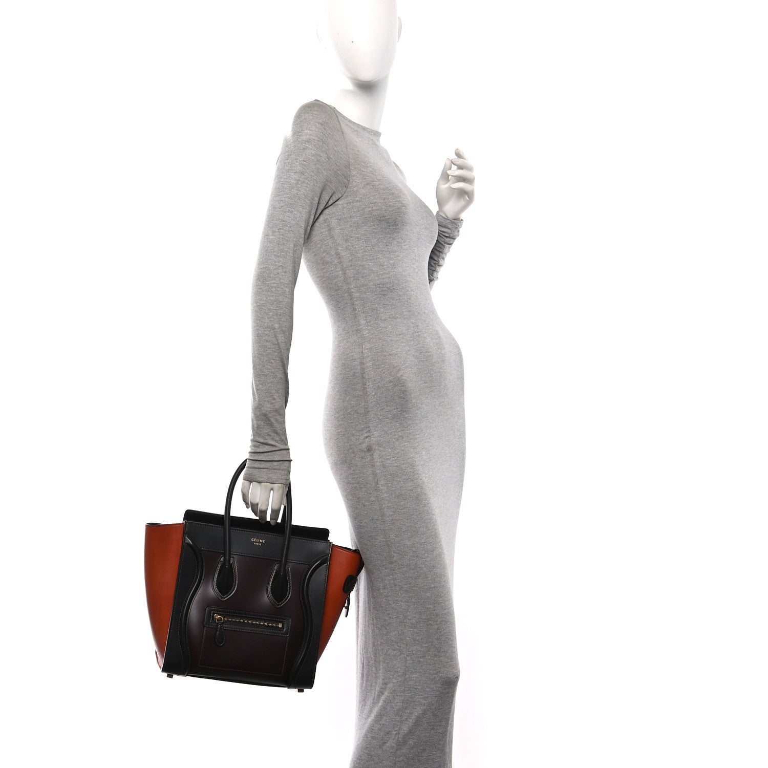 Celine Smooth Calfskin Micro Bi-Color Luggage Burgundy Wine 2 of 9