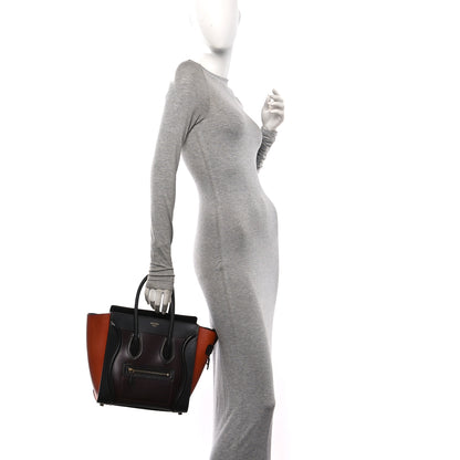 Celine Smooth Calfskin Micro Bi-Color Luggage Burgundy Wine 2 of 9