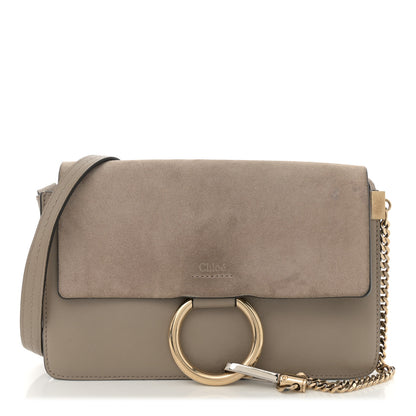 Chloe Suede Calfskin Small Faye Shoulder Bag Motty Grey 1 of 13