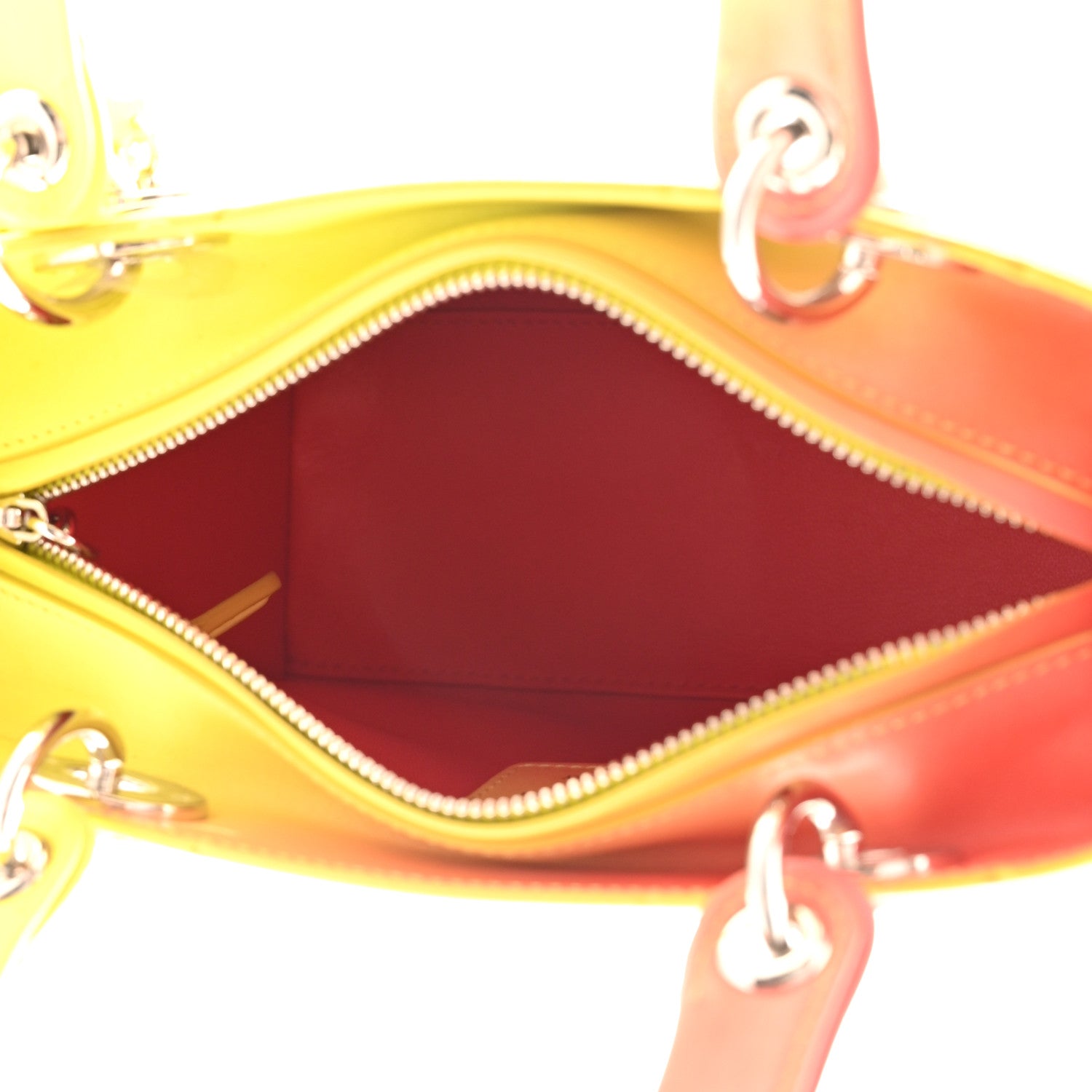 Christian Dior Box Calfskin Gradient Medium Lady Dior Yellow Orange 5 of 11