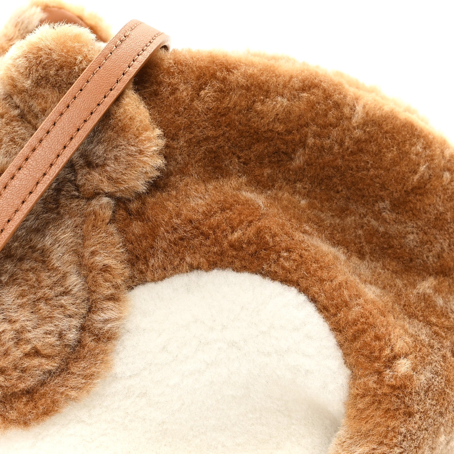Loewe X SUNA FUJITA Shearling Hamster Crossbody Bag Natural 8 of 10