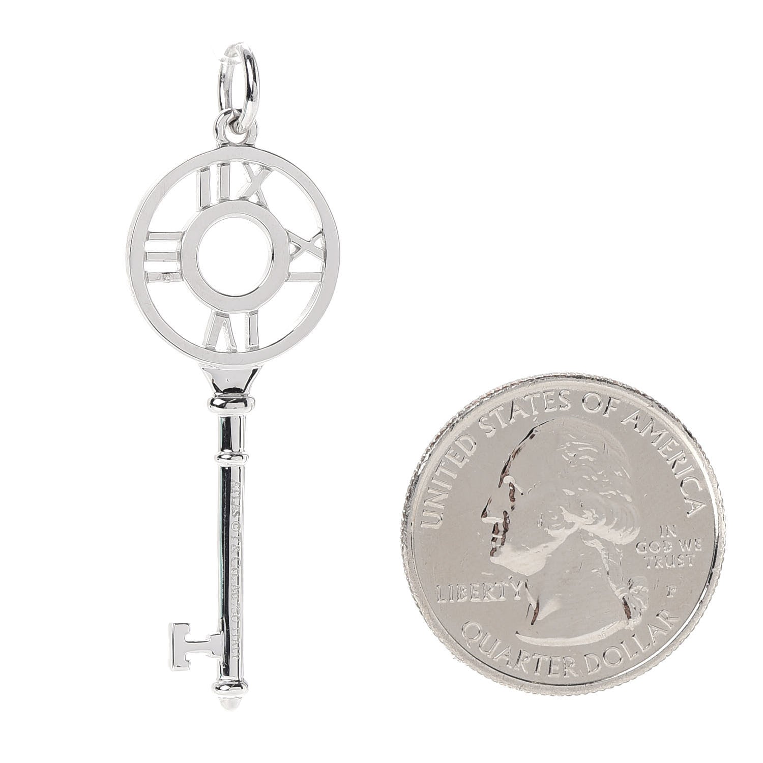 Tiffany 18K White Gold Diamond Atlas Key Pendant 2 of 3