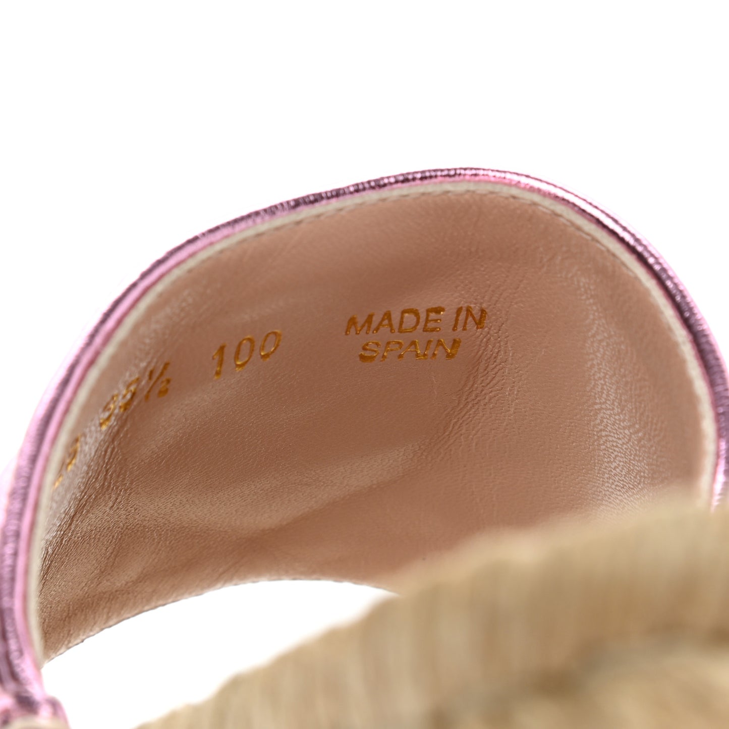Metallic Nappa Matelasse GG Marmont Espadrille Slide Sandals 35.5 Rosa