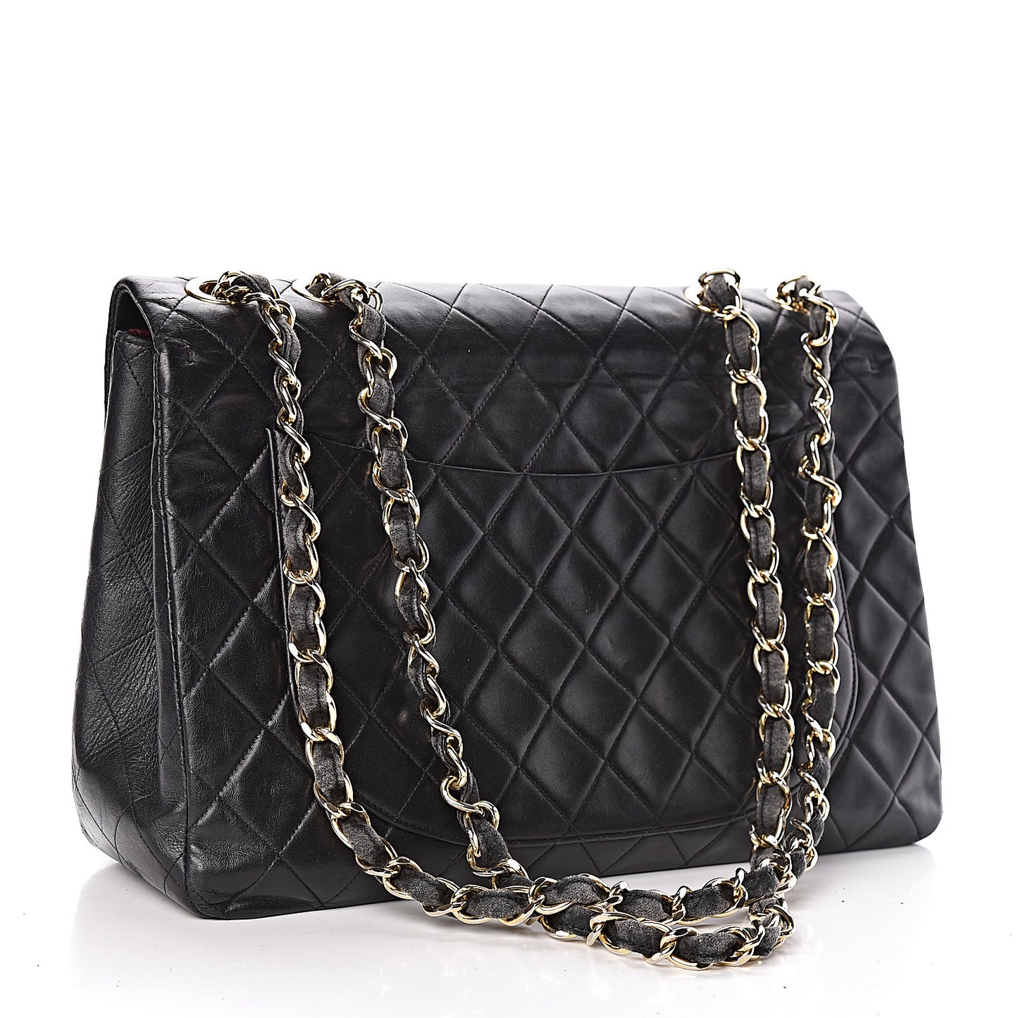 Lambskin Quilted XL Jumbo Single Flap Black