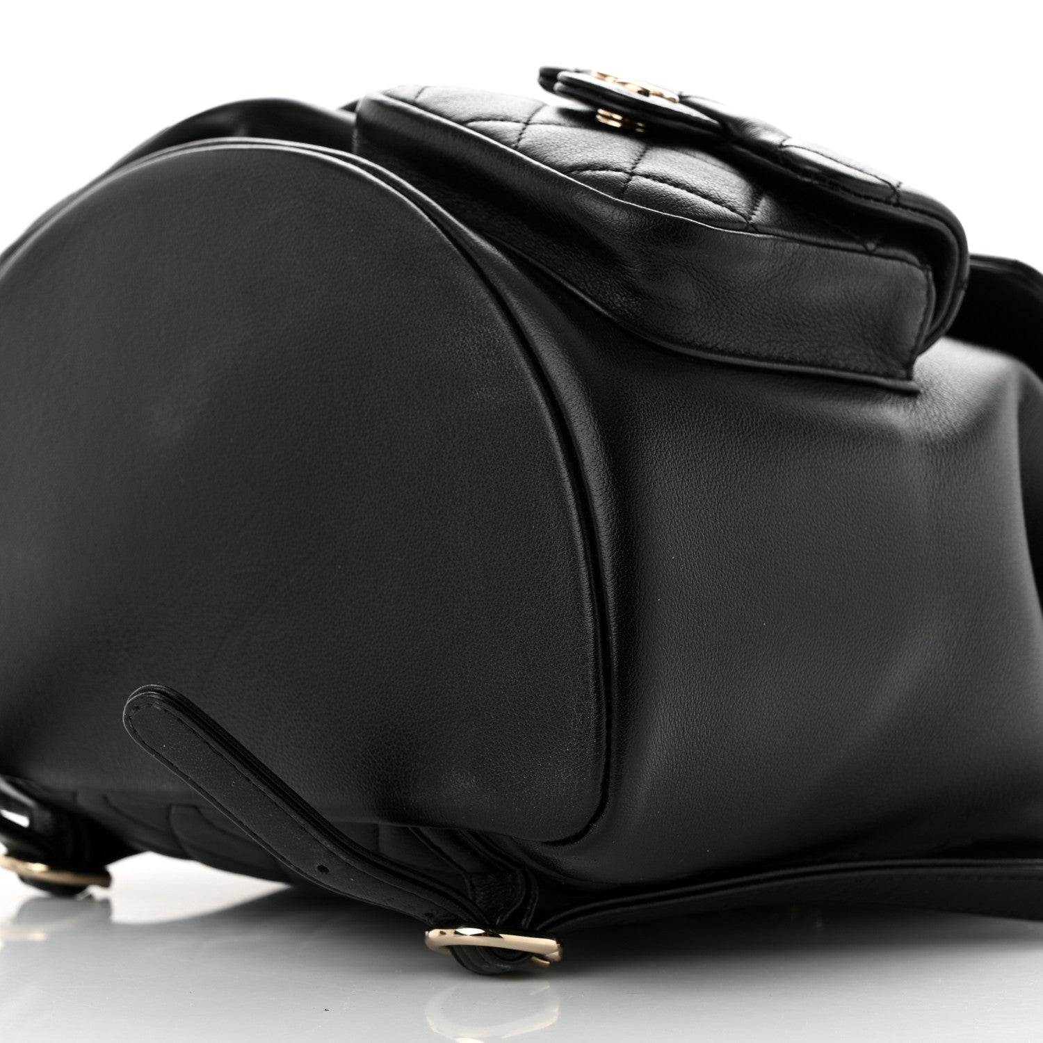 Chanel Calfskin Quilted Large Duma Pockets Drawstring Backpack Black 9 of 11