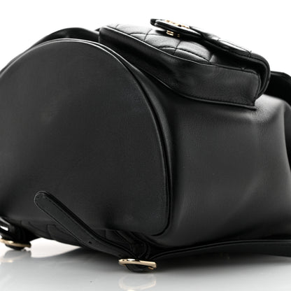 Chanel Calfskin Quilted Large Duma Pockets Drawstring Backpack Black 9 of 11