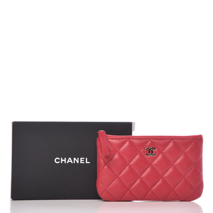 Chanel Lambskin Quilted Small Cosmetic Case Dark Pink 8 of 8