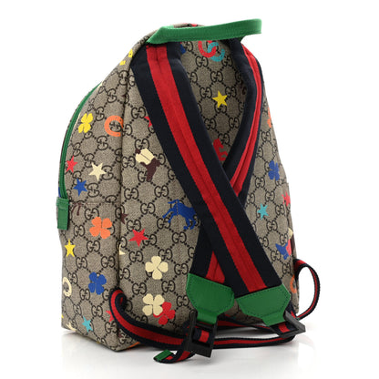 Gucci GG Supreme Monogram Ranch Childrens Backpack Beige Ebony Multicolor New Shamarock 3 of 10
