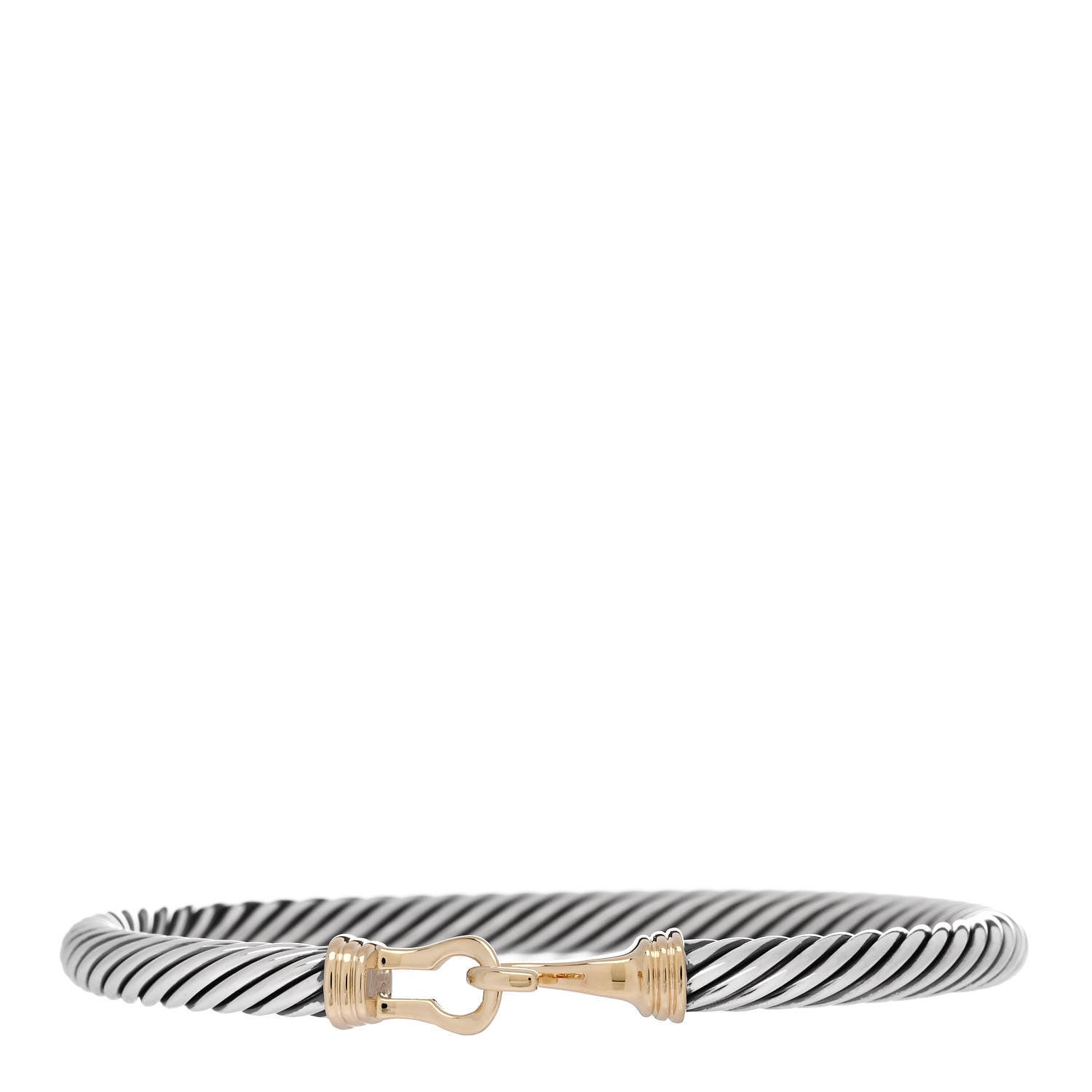 David Yurman Sterling Silver 14K Yellow Gold 5mm Cable Classic Buckle Bracelet 1 of 3