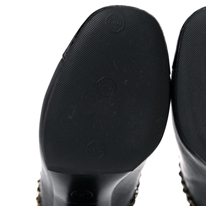 Chanel Calfskin Patent Cap Toe Chain Mule 35 Black 7 of 12