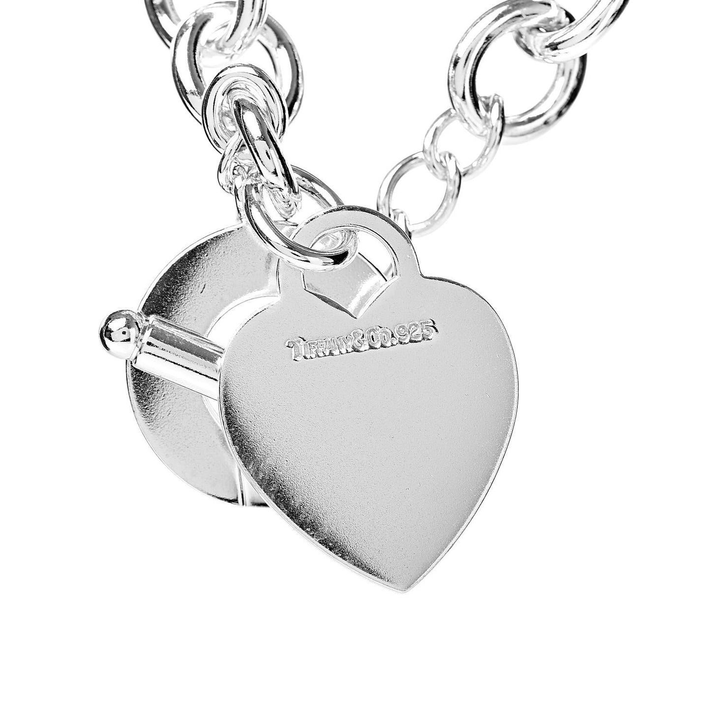 Sterling Silver Heart Tag Toggle Necklace
