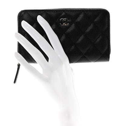 Chanel Caviar Quilted Medium Zip Around Wallet Black 2 of 9