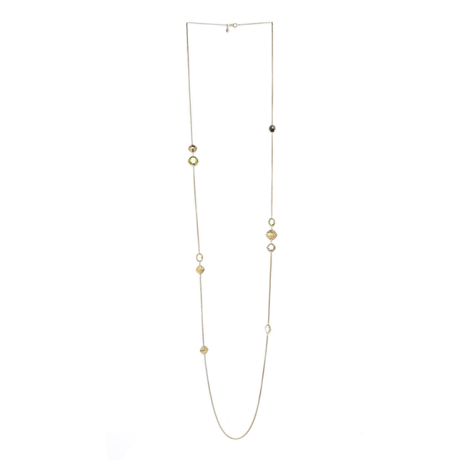 David Yurman 18K Yellow Gold Prasiolite Hematite Peridot Garnet Chatelaine Station Necklace 4 of 6
