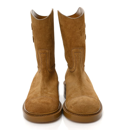 Chanel Suede CC Cap Toe Boots 37 Brown 2 of 9