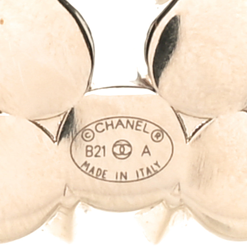 Pearl Crystal CC Brooch White Gold