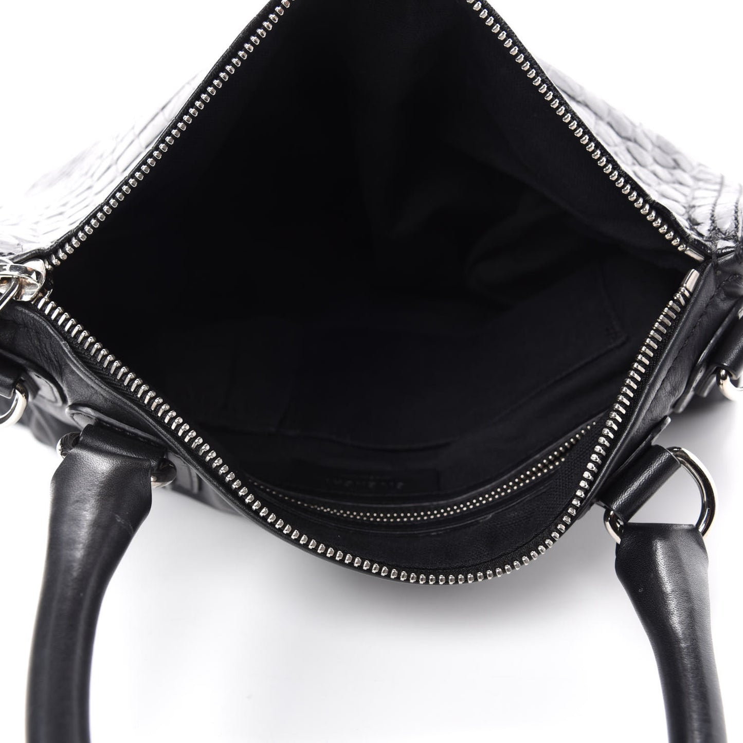 Smooth Calfskin Crocodile Embossed Medium Pandora Black