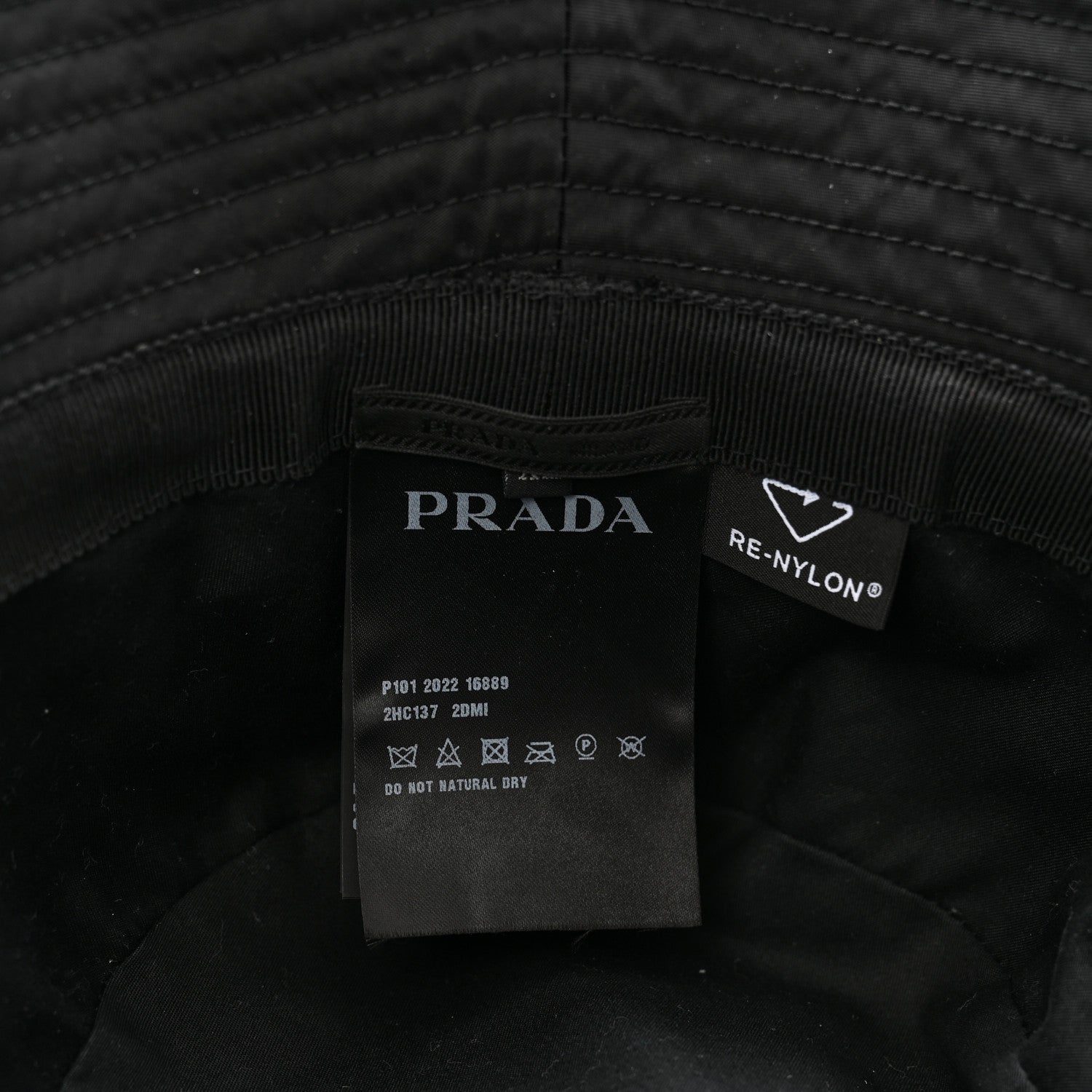 Prada Re-Nylon Metal Triangle Logo Womens Bucket Hat XL Black 8 of 10