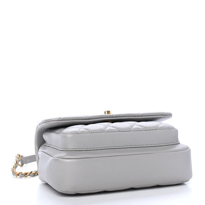 Chanel Calfskin Quilted Top Handle Flap Light Grey 4 of 9