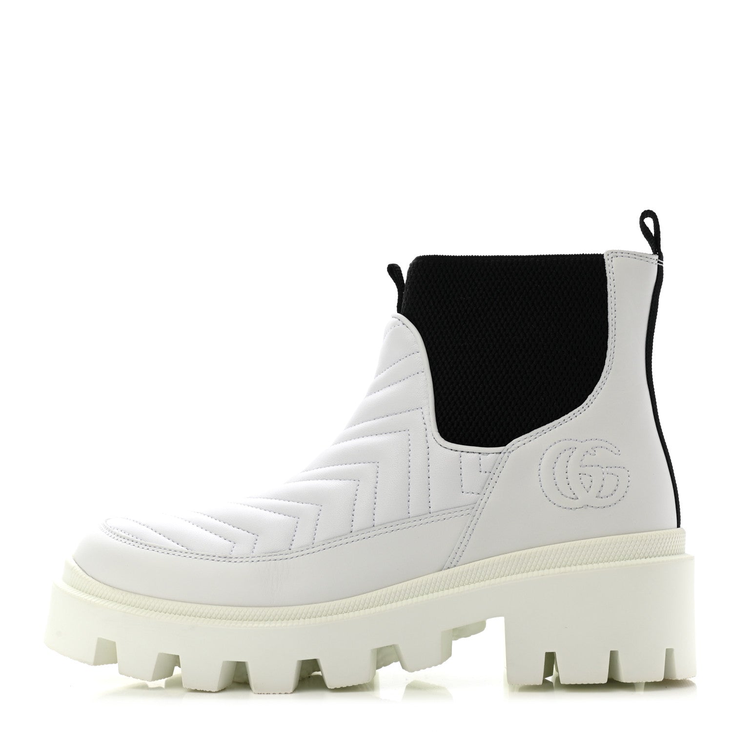 Gucci Calfskin Nappa Matelasse Frances Chelsea Boots 39 Great White Black 1 of 10