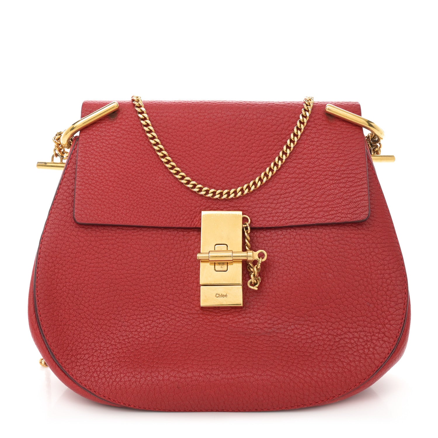 Chloe Grained Lambskin Drew Shoulder Bag Plaid Red 1 of 14