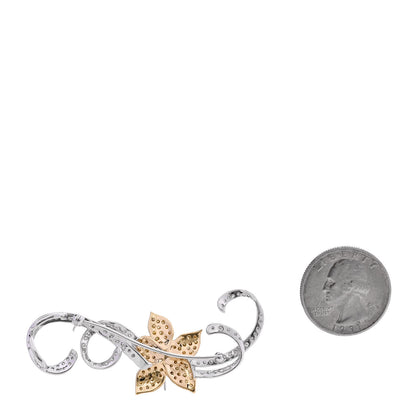 Parker & West by FASHIONPHILE 18K White Gold Yellow White Diamond 1.75ctw Floral Ribbon Brooch 2 of 4