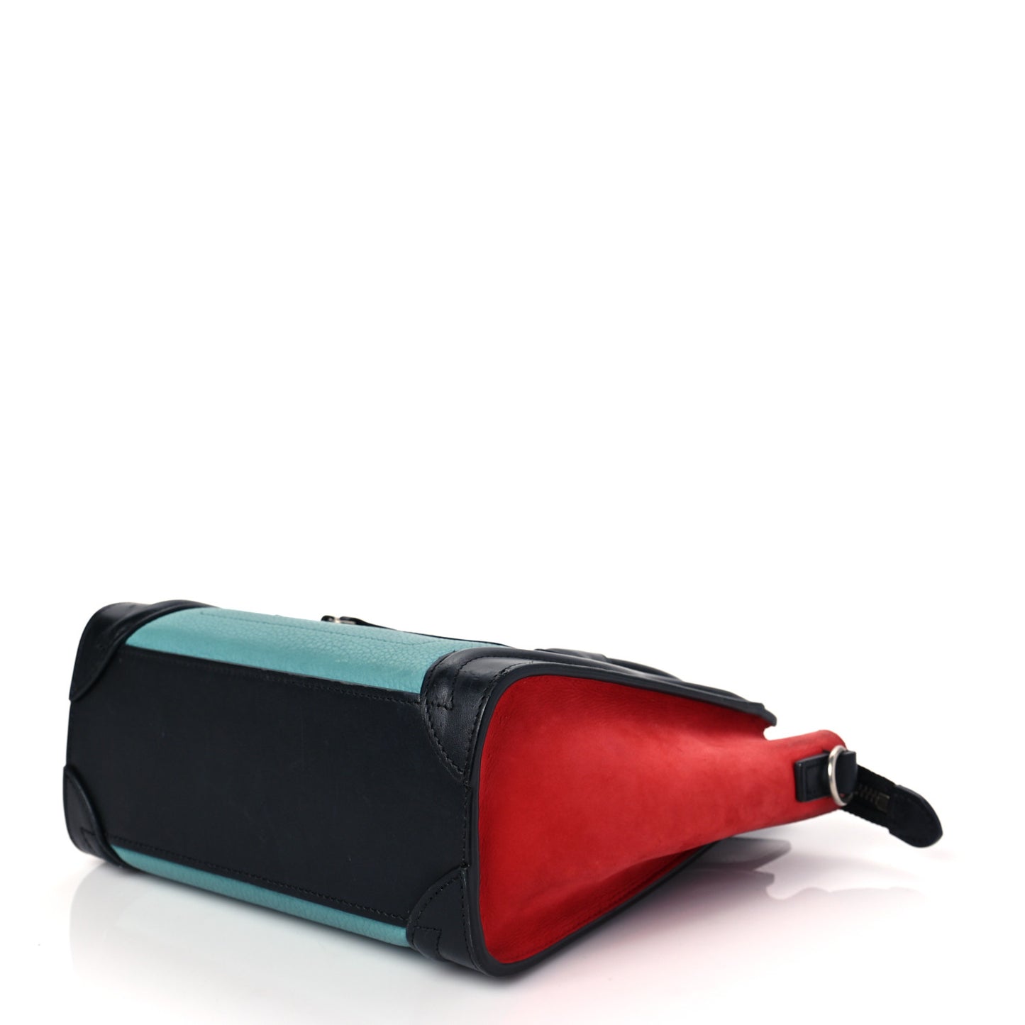 Drummed Calfskin Nubuck Nano Tri-Color Luggage Glacier Red Black