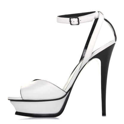 Saint Laurent Calfskin Tribute 105 Open Toe Platform Sandals 41 White 1 of 14