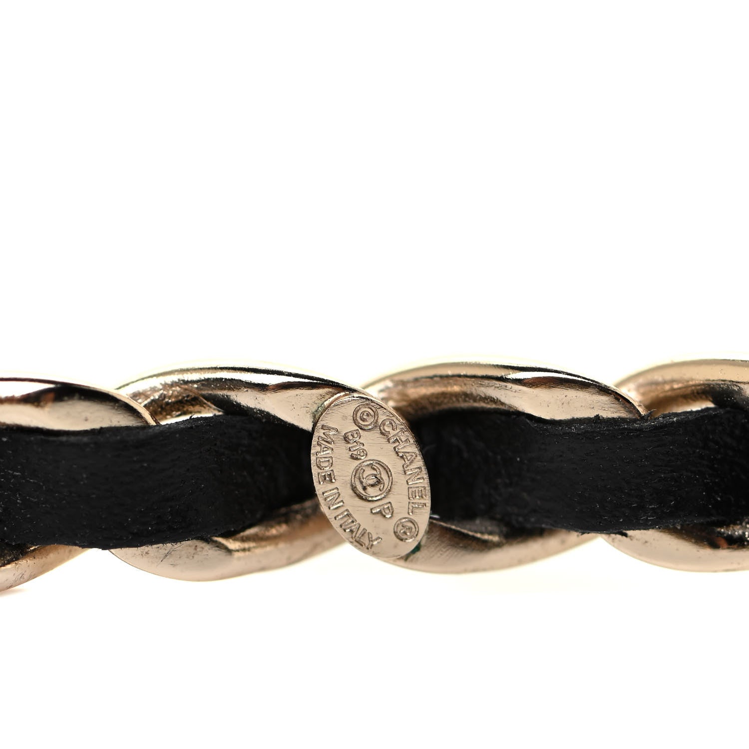 Chanel Lambskin CC Chain Hoop Earrings Matte Gold Black 4 of 4