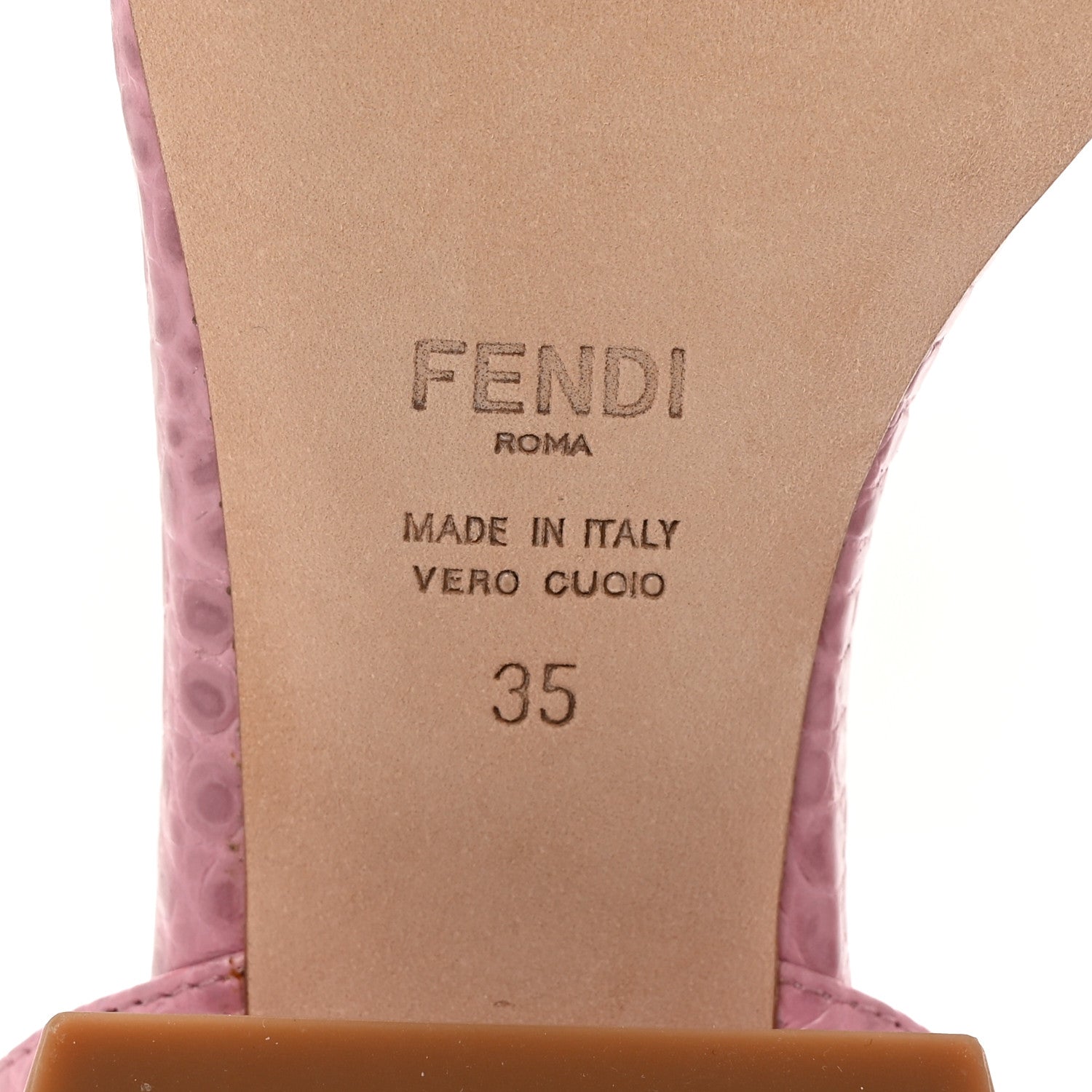 Fendi Vitello Crocodile Embossed Promenade Ankle Strap Sandals 35 Quarzo 6 of 9