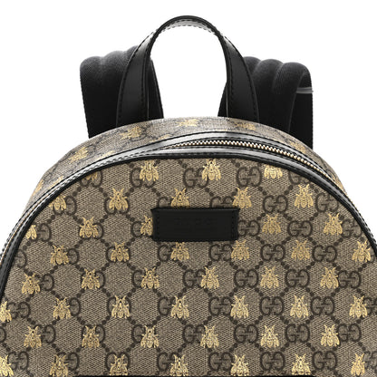 Gucci GG Supreme Monogram Bees Print Small Day Backpack Beige Oro Black 8 of 12
