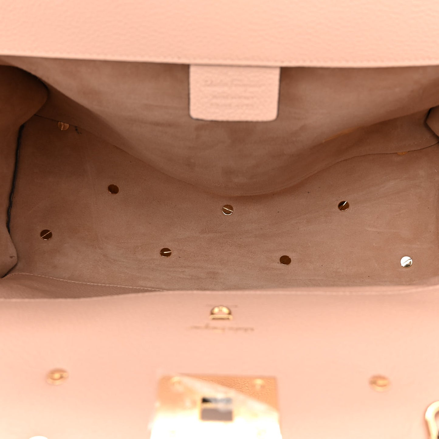 Hammered Calfskin Medium Studio Top Handle Bag Beige