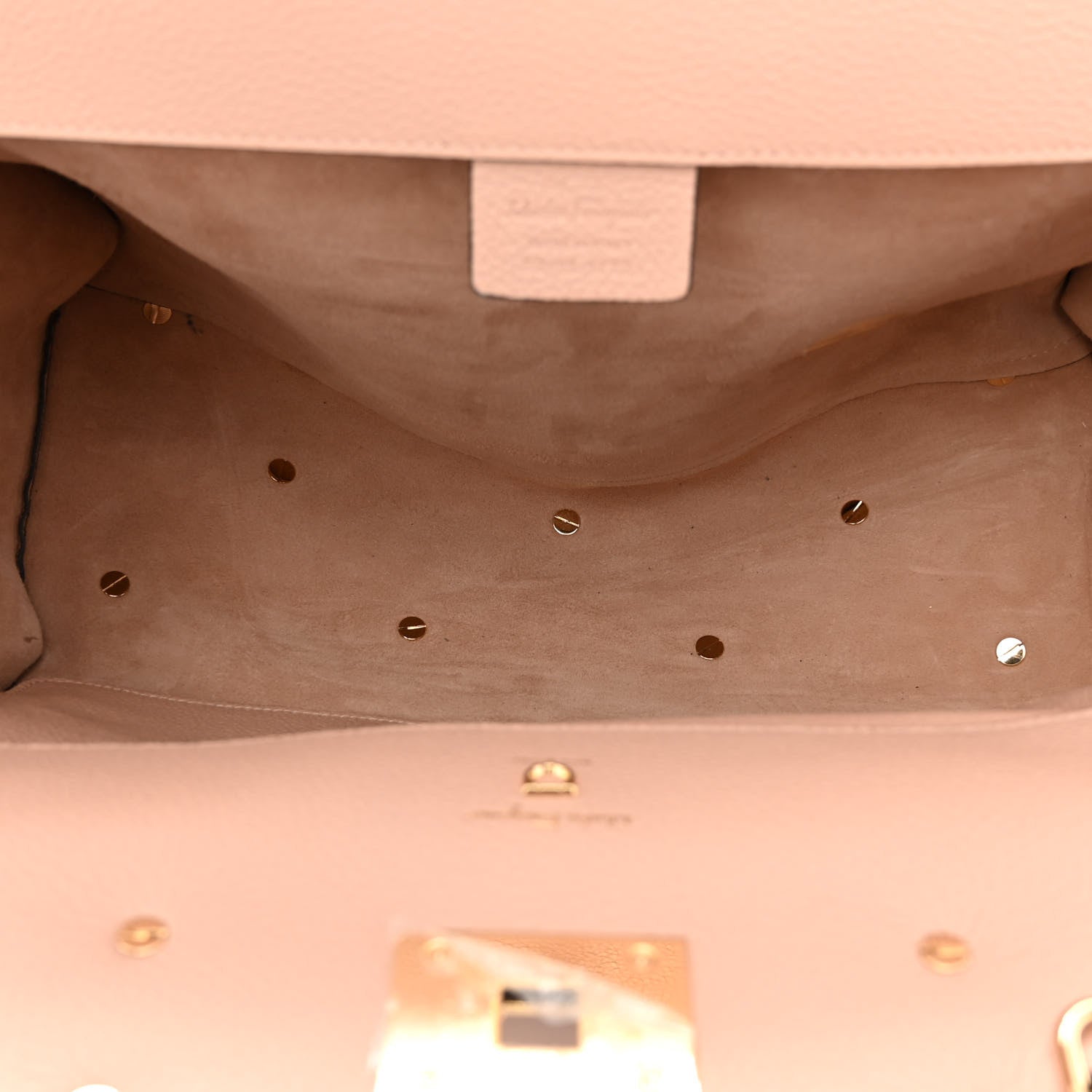 Salvatore Ferragamo Hammered Calfskin Medium Studio Top Handle Bag Beige 6 of 13